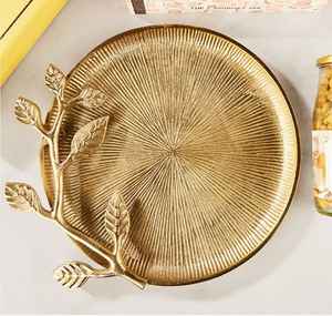 Plateau de service rond en bois Meena floral fait main de luxe, plateau décoratif pour thé et café avec poignées - Product Image 4