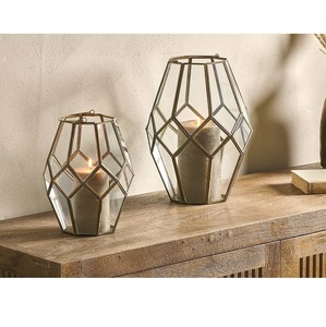 Lanternes noires au design traditionnel et moderne avec panneaux en verre transparent, porte-bougie écologique pour la décoration d'entrée de maison - Product Image 4