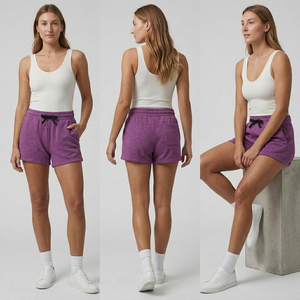 Shorts en polaire pour femmes avec poches - Shorts de sport doux à cordon de serrage / Shorts de jogging pour femmes - Product Image 1