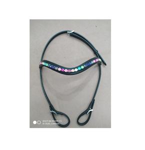 Cabezal de piedra Rambo de cuero en forma de U listo para usar equipo de equitación portátil ecuestre duradero con logotipo personalizado - Product Image 1