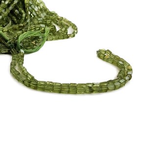 Perles carrées lisses en péridot naturel pour la fabrication de bijoux, pierres en vrac de haute qualité - Product Image 2