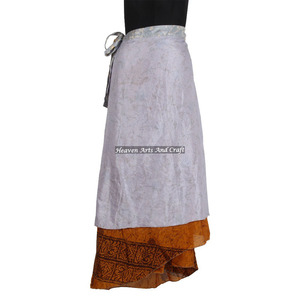 Jupe portefeuille vintage 2026 pour femme, réversible, double couche, en soie, grande taille, collection été - Prix de gros - Product Image 3