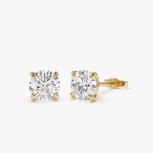 Boucles d'oreilles clous en moissanite brillante plaqué argent, sertissage clos, luxe classique, personnalisables, pour femme, mariage et fiançailles - Product Image 4