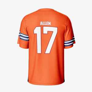 เสื้อฟุตบอลอเมริกันคุณภาพสูงขายส่ง โพลีเอสเตอร์ 100% แบบสั้น สกรีนชื่อทีม พิมพ์ตัวอักษรทีม ระบายอากาศ แห้งเร็ว - Product Image 3