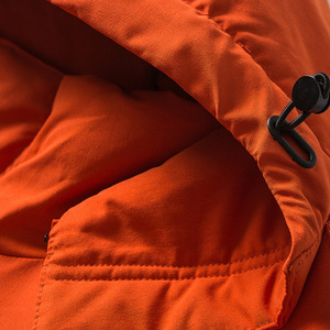 Men's Orange Hooded <b>Puffer</b> <b>Jacket</b> Windproof Casual Winter Coat Polyester Filling Regular Fit Zipper Closure - Product Image 3