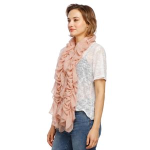 Écharpe rose à volants pour femme, châle doux et élégant, design superposé, léger, accessoire de cou, style décontracté, vêtement d'hiver - Product Image 1