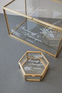 Glass & Brass Jewelry <b>Box</b> Octagonal With Lid Modern Design 1 Layer Hinged <b>Storage</b> Container - Product Image 6
