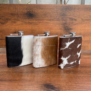 Elegant Design Durable Rustic Cowhide Leather 8oz Liquor Hip Flask Luxury Eco-friendly Genuine Leather Stainless Steel Flask - Product Image 3
