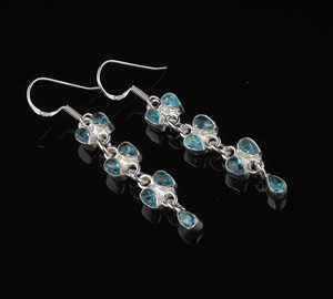 Natural Blue Topaz <b>Dangle</b> <b>Earrings</b> 925 Sterling <b>Silver</b> Handmade Blue Gemstone Jewelry Wholesale Elegant Drop <b>Earrings</b> for Women - Product Image 4