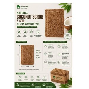 AQUA VRIKSHA Estropajo de Cocina de Fibra de Coco Natural 6 x 4 Pulgadas |   Estropajo Ecológico Biodegradable para Lavar Platos y Limpiar - Product Image 2