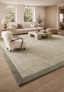 Green Area <b>Rug</b> with Border – Soft Tufted Carpet for Living Room Bedroom Modern Home Decor - Product Image 4
