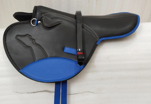 Silla de montar profesional para carreras de caballos, ligera, azul y negra, para ejercicio y carreras, estilo inglés. - Product Image 2