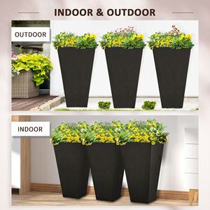 Set di 3 Vasi Alti Neri per Interni ed Esterni, Fioriere da 71 cm con Foro di Drenaggio per Portico, Patio, Terrazza e Spazi Esterni - Product Image 2