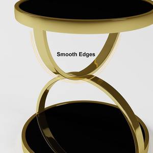 Innovative Art Furniture Black Glass Top <b>Side</b> <b>Tables</b> Gold Plated Metal End <b>Table</b> for Living Room, <b>Drawing</b> Room, Office - Product Image 3