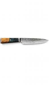 Cuchillo de chef japonés hecho a mano de acero de Damasco con mango de madera de resina verde, forja DIY OEM Iron Crown - Product Image 1
