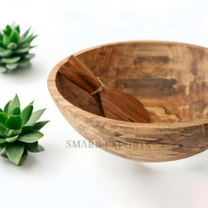 Handcrafted Eco-Friendly Mango Wood Bowl Modern Design Large Durable for Serving Salad Soup Rice for Dining <b>Kitchen</b> Home Use - Product Image 1
