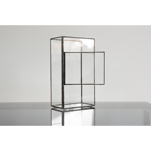 Terrario de cristal antiguo con marco negro, maceta para suculentas, contenedor decorativo para plantas de interior, para exhibir en el hogar, la oficina o el escritorio. - Product Image 2