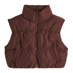 Chaleco Corto de Mezclilla con Cremallera de Color Sólido para Otoño, con Logo en Ambos Lados, Chaqueta con Mangas Abullonadas, la Mejor Tendencia Personalizada para Mujer - Product Image 1