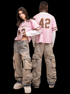 Camiseta Deportiva de Manga Larga para Mujer, de Malla Rosa con Capas, Estilo Universitario, Streetwear, Reputation 42 - Product Image 5