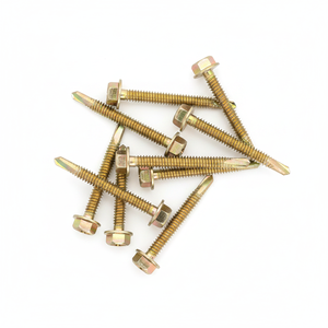 Coarse Thread Hex Head Self-Drilling Roofing <b>Screws</b> - High Torque Yellow Zinc Plated Carbon Steel - Product Image 1