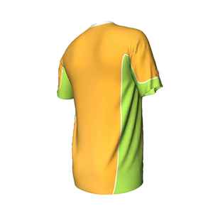 เสื้อฟุตบอลคอวีผู้ชายสีเหลืองเขียวแบบสั่งทำพิเศษ แขนสั้น ผ้าโพลีเอสเตอร์ 100% ระบายเหงื่อได้ดี ชุดกีฬาสำหรับผู้ใหญ่ - Product Image 3