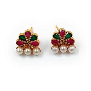 Gold Plated Ethnic Pearl Necklace Earring <b>Ring</b> <b>Set</b> Geometric Pattern <b>Women</b> <b>Wedding</b> Party Fashion Jewelry - Product Image 3