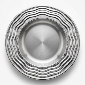 Plateau de service artisanal en acier inoxydable 304, 40 cm, finition satinée, bord miroir, pour banquet, plateau de buffet Vistaar à bord ondulé pour la décoration intérieure - Product Image 3