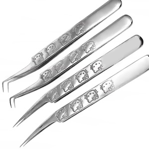 Pince à cils RMI pour extensions de cils, à 90 degrés et à pointe droite, avec design chat et poignée argentée brillante - Product Image 6