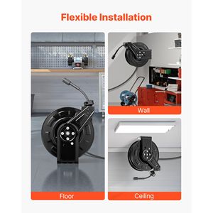 Avvolgitubo Avvolgibile Automatico in Acciaio Rinforzato da 60 Piedi x 1/4 Pollici per Idropulitrici, 4000 PSI Max, Lunghezza 15m - Product Image 6