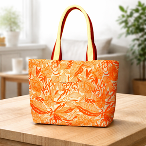 Sac fourre-tout réutilisable en jute bicolore, taille moyenne, avec poignées en corde, imprimé personnalisé motif forêt tropicale, pour la plage et le shopping, style Bengale occidental – Vente chaude - Product Image 3