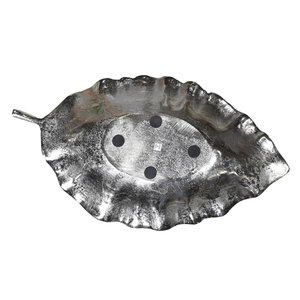 <b>Silver</b> Leaf Cast Metal Decorative Bowl Ripple Edge Foliage Centrepiece Tray for <b>Coffee</b> <b>Table</b> Display - Product Image 4