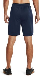 Shorts décontractés pour hommes en polyester tricoté, couleur bleu marine unie, taille mi-haute, respirants, avec taille élastique, style Bermuda - Product Image 5
