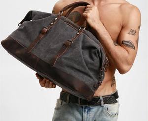 กระเป๋าเดินทางแบบถือสะพาย วัสดุหนังและผ้าใบ สไตล์วินเทจ กันน้ำ มีซิป เหมาะสำหรับออกกำลังกาย ท่องเที่ยว หรือใช้ในช่วงสุดสัปดาห์ รุ่น LCTB-0022 - Product Image 2