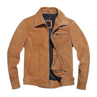 Jaket Kulit Sapi Suede Premium Pria Slim Fit Lembut Asli Kasual Musim Dingin Streetwear Klasik Fashion Outerwear Depan