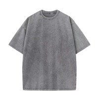 T-shirt en coton bleu délavé 230 GSM, coupe carrée, imprimé sur mesure, style streetwear, épaules tombantes, t-shirt vierge premium, fabrication usine