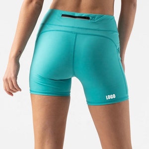 Bermudas de cintura alta personalizadas para mujer, pantalones cortos elásticos para gimnasio y Yoga, pantalones cortos deportivos con bolsillo trasero, ropa de Fitness de compresión - Product Image 4