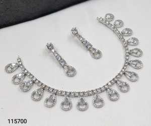 Fancy Collection High Quality SILVER Plated Kundan Pearl Necklace Earring <b>Set</b> Latest Designed Women's Wedding Jewelry Classic - Product Image 2
