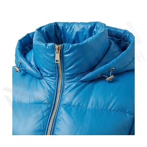 Hooded Quilted Waterproof <b>Bubble</b> Jacket Black Full Sleeve Winter Windproof Cotton Shell Knitted Fabric Polyester Filling Stand - Product Image 4