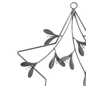 Elegant Star Ornament Designed <b>Wreath</b> With A Slim Wire <b>Frame</b> Enclosing Delicate Metal Mistletoe Sprigs And Tiny White Berries - Product Image 5
