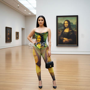 Ensemble de tenue tendance en satin sublimé, corset Mona Lisa pour une silhouette sexy sablée avec legging – Fournisseur - Product Image 5