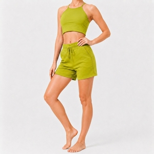 Womens Fashionable Two Piece Clothing Set With Comfortable Crop Top And Adjustable Waist Shorts - Product Image 1