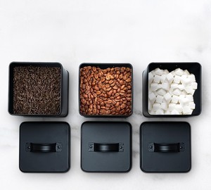Black Powder Coated Metal Kitchen <b>Canister</b> <b>Set</b> for Tea Coffee Sugar Storage - Product Image 2
