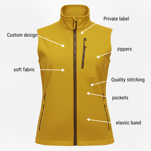 Gilet softshell standard unisexe coupe ajustée coupe-vent respirant avec fermeture éclair frontale col montant sans manches style décontracté pour la course - Product Image 6