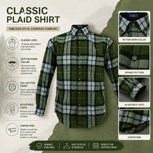 เสื้อเชิ้ตผ้าสักหลาดลายสก็อตพรีเมียมสำหรับผู้ชาย |   เสื้อเชิ้ตแขนยาวติดกระดุมสำหรับกิจกรรมกลางแจ้งและแฟชั่นลำลองทันสมัย - Product Image 5