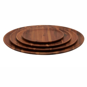 Assiette de service en bois massif écologique et réutilisable, de qualité supérieure, avec bordure fileté, pour restaurant et fêtes. - Product Image 6