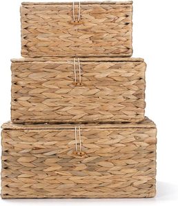 Panier écologique en jacinthe d'eau avec poignée, tissé à la main, organisateur de rangement, fournisseur en gros, usine du Vietnam - Product Image 1