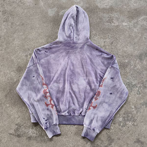 Fabricants de sweats à capuche personnalisés pour hommes, ensembles de survêtements zippés effet vieilli, streetwear d'hiver, ensembles de sweats à capuche 100% coton, couleur personnalisée - Product Image 2
