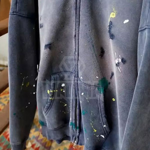 คอลเลคชั่นเสื้อฮู้ดดี้ผู้ชายผ้าคอตตอนผสมเนื้อนุ่ม สวมใส่สบาย ทรงหลวม ดีไซน์ขาดๆ - Product Image 4