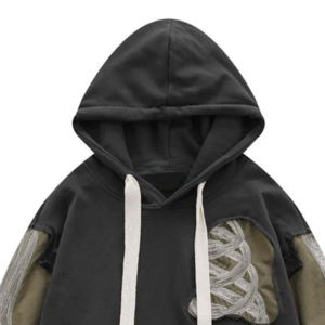 <b>Mens</b> <b>Black</b> Skeleton Print Hoodie Oversized Pullover Hoodie Gothic Streetwear Casual Hip Hop Hooded Sweatshirt - Product Image 3