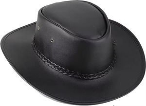 GENERSA SPORTS Chapeau de cowboy noir en polyester unisexe à large bord réglable pour l'extérieur, décontracté, toutes saisons, taille adulte - Product Image 3